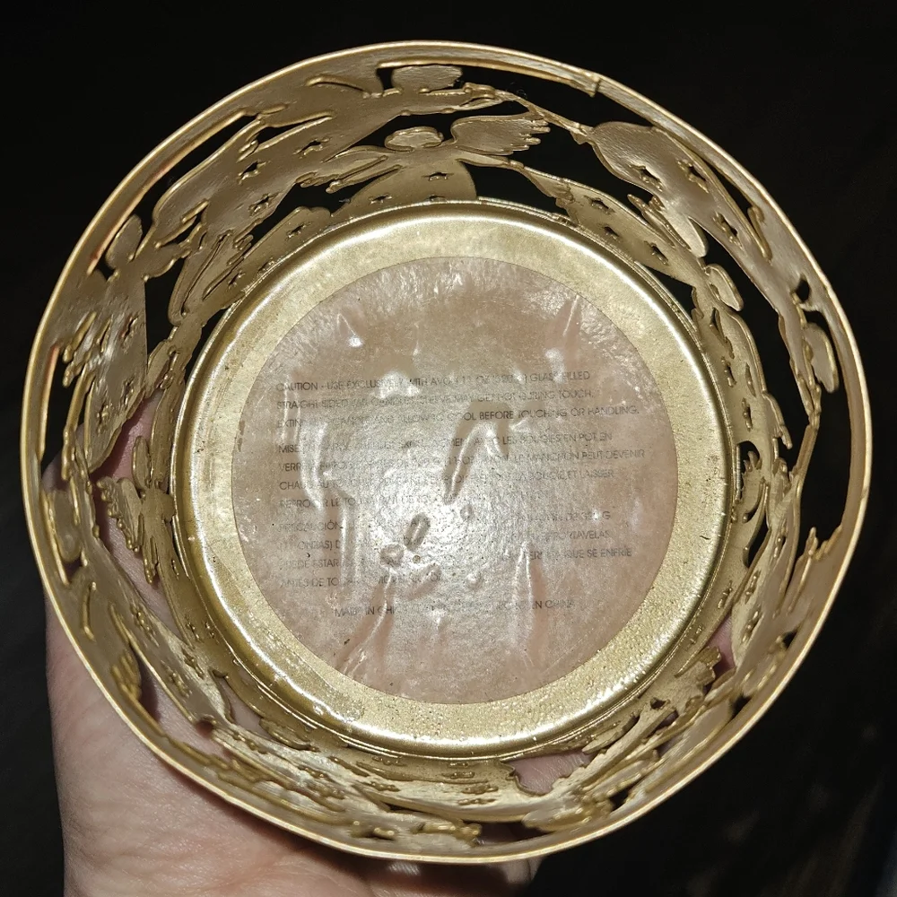 Avon Vintage Gold Angel Candle Holder Decorative Xmas Metal Sleeve Christmas